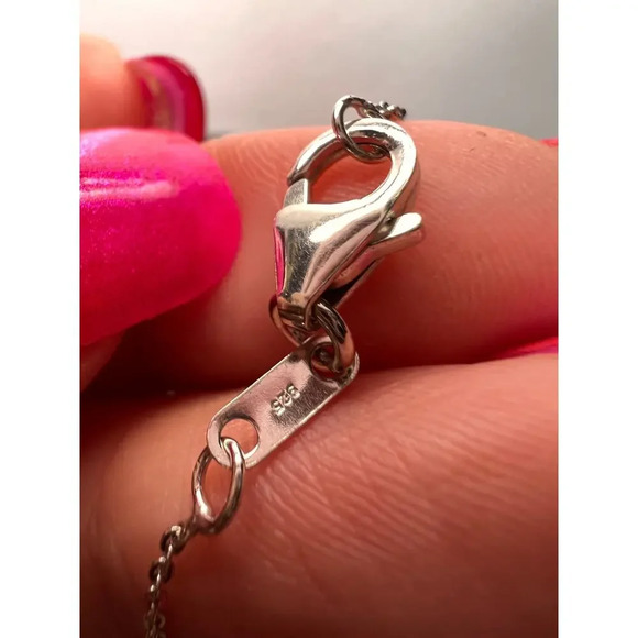 Jade pendant and chain necklace in platinum over sterling silver - Picture 10 of 11